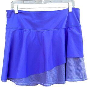 Athleta Lace Mesh skort  Size L tennis wear built-in biker shorts Lazurite Blue